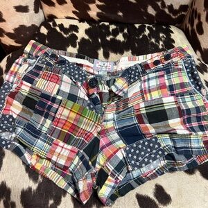 Y2K American Eagle Outfitters Multicolor Plaid Low Rise Cargo Shorts